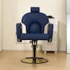 Unbranded Leather 360° Swivel Reclining Salon Chair with Heavy Duty Hydraulic Pump Styling Chair Adjustable Barber Chair in Blue XS-W676P187968