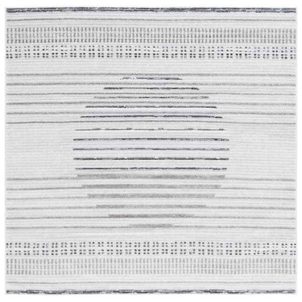SAFAVIEH Alamo Ivory/Gray 7 ft. x 7 ft. Modern Geometric Square Area Rug