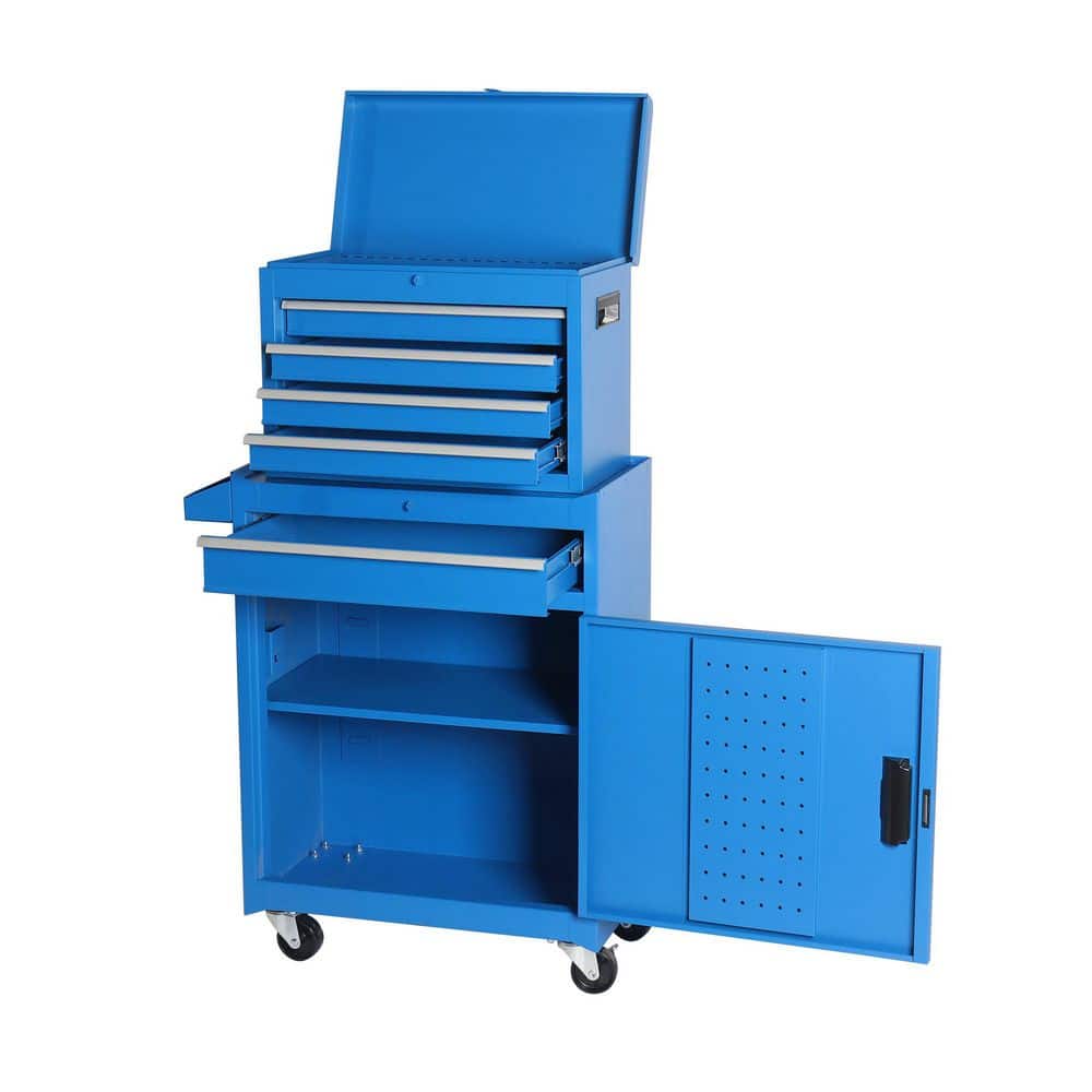 11 in. W 5-Drawer Blue Rolling Storage Tool Carts with Detachable Top Tool Box, Liner, Wheels, Adjustable Shelf, Lock price history on PriceWatchPro