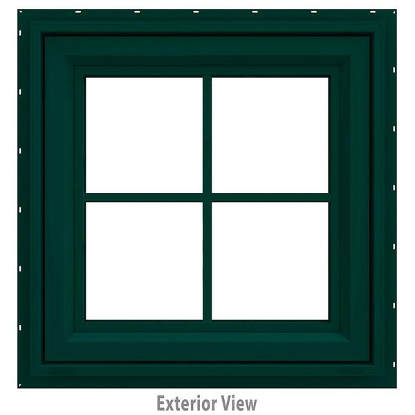 JELD-WEN 23.5 in. x 23.5 in. V-4500 Series Green Painted Vinyl Awning Window with Colonial Grids/Grilles