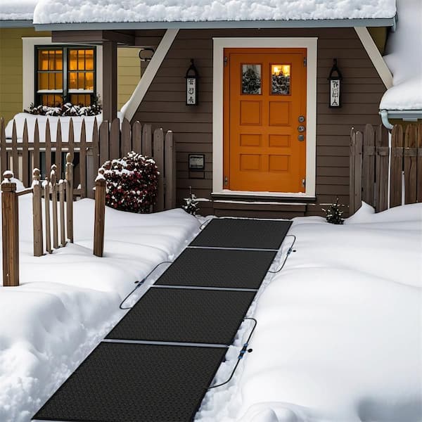 Black 30 in. x 30 in. Outdoor Heated Snow Melting Mat with 3 in/h Speed Non-Slip Rubber for Walkway