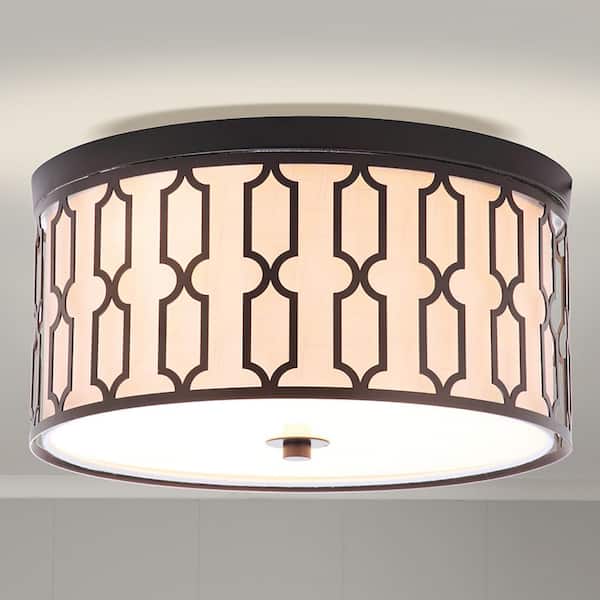 Link 3-Light Oil Rubbed Bronze 16.75 in. Metal Flush Mount
