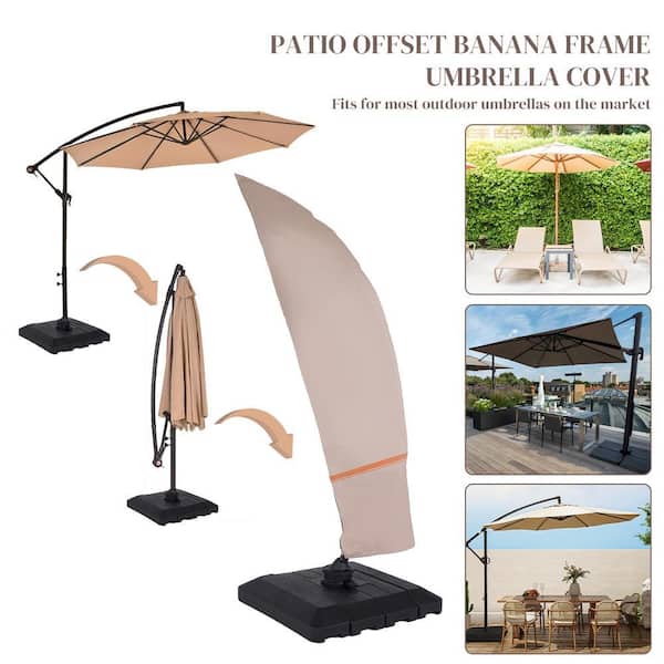 escort patio umbrella cover dust-proof parasol cover with zipper 15 Foot Rod term durability Deluxe Beige Patio Umbrella Cover