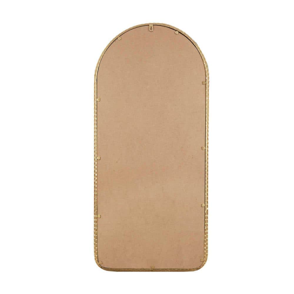 Gold Arched Rectangular Wall Mirror with Intricate Frame