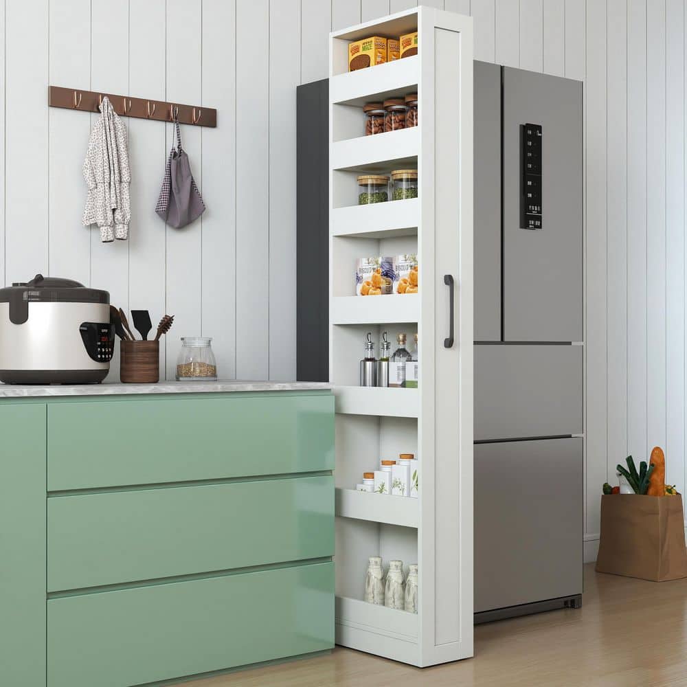 Tasha Space Saver White Wood Pull-Out 7-Tier Organizer with Handle, Wheels & Drop-Guard Shelves price history on PriceWatchPro