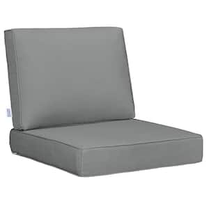 23 in. x 24 in. x 18 in. x 23 in. 2-Piece Deep Seat Rectangle Outdoor Lounge Chair Cushion/Back Pillow Set in Gray