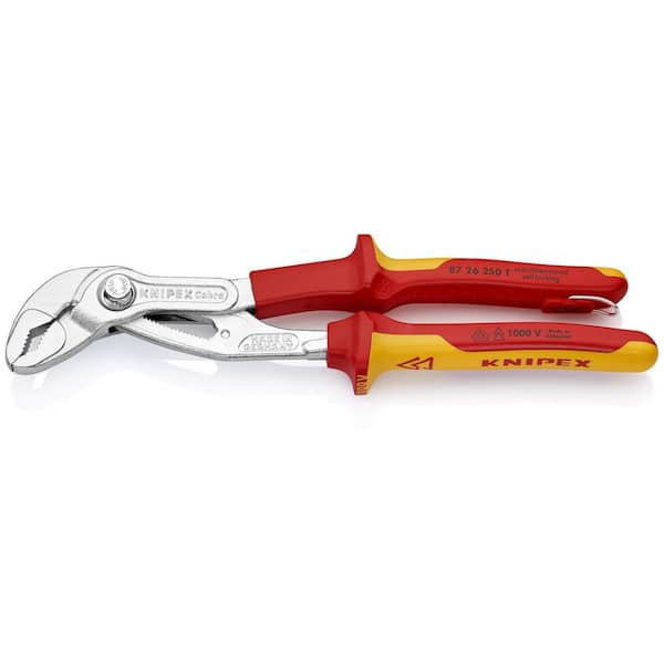 KNIPEX Cobra High-Tech Water Pump Pliers-1000V Insulated-Tethered  Attachment, 10" 87 26 250 T - The Home Depot