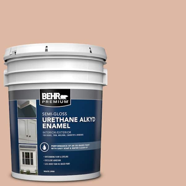 BEHR PREMIUM 5 gal. #ECC-60-1 Coral Bay Urethane Alkyd Semi-Gloss Enamel Interior/Exterior Paint