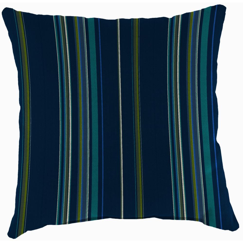Stanton Lagoon Navy Stripe Square Outdoor Throw Pillow Set