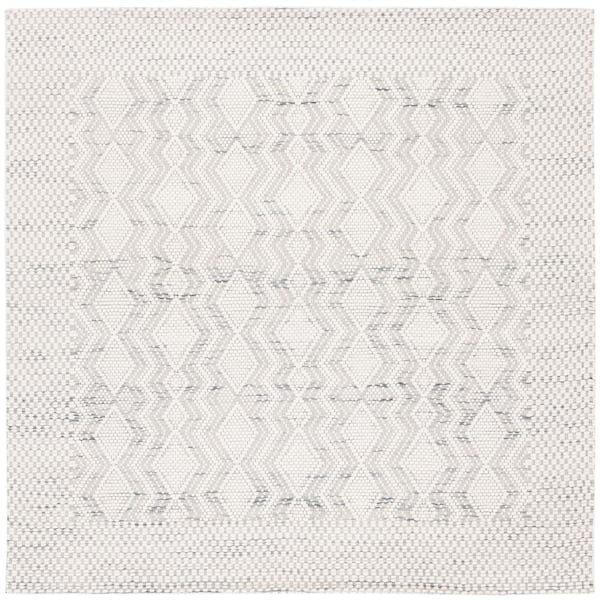 SAFAVIEH Marbella Ivory Grey 6 ft. x 6 ft. Border Geometric Square Area Rug