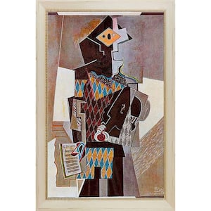 Harlequin with Violin by Pablo Picasso Constantine Framed Abstract Oil Painting Art Print 28.5 in. x 40.5 in.
