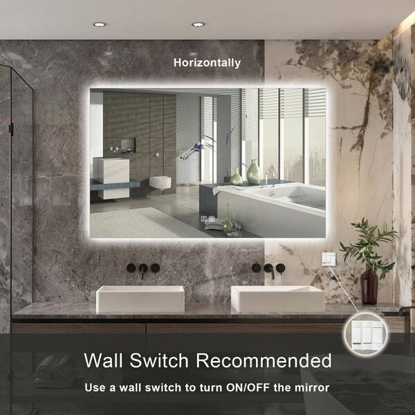 HOMLUX 55 in. W x 36 in. H Rectangular Frameless LED Light with 3