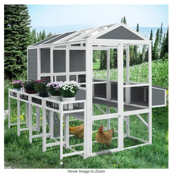 Outdoor Garden Large Wooden Chicken Coop for 10 Chickens with Nesting Boxes, Walk-In Chicken Coop with Pull-Out Tray