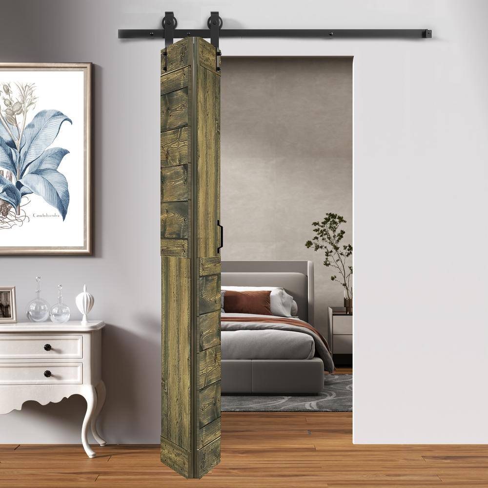 S Style 36in.x84in.(18''x84''x2panels)Aged Barrel Solid Wood Bi-Fold Barn Door With Hardware Kit-Assembly Needed price history on PriceWatchPro