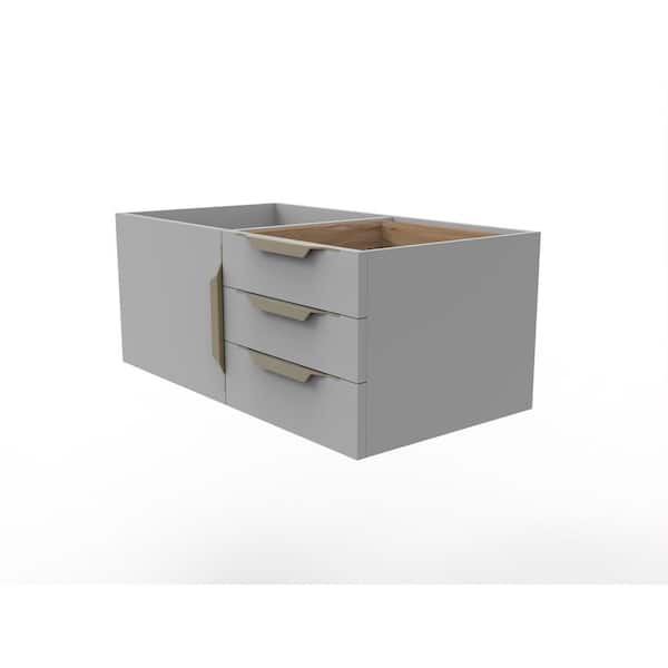 castellousa Alpine 35 in. W x 18.75 in. D x 14.25 in. H Bath Vanity Cabinet without Top in Matte Gray with Gold Trim