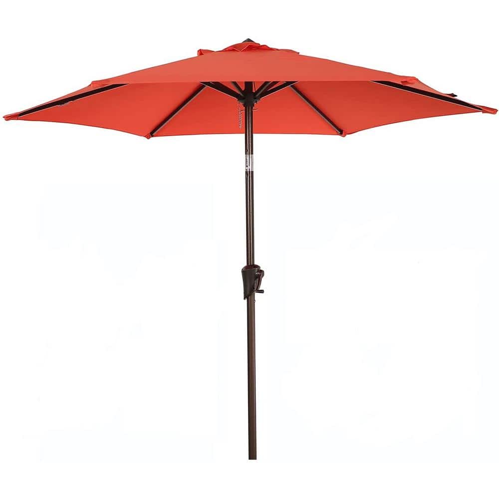 7.5 ft. Market Outdoor Market Patio Umbrella in Orange with Push Button Til