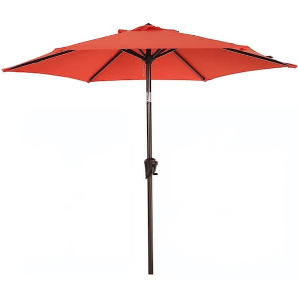 Unbranded 7.5 ft. Market Outdoor Market Patio Umbrella in Orange with Push Button Tilt