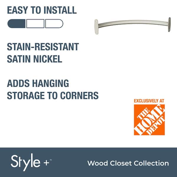 Style+ 18 in. Satin Nickel Corner Closet Rod