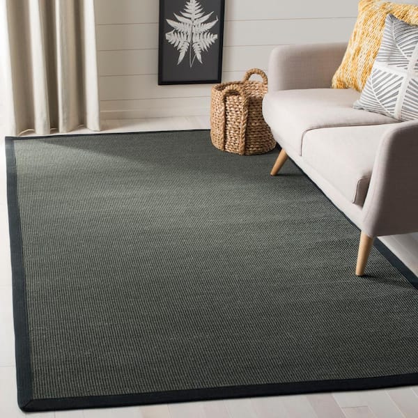 Natural Fiber Anthracite/Black Doormat 3 ft. x 5 ft. Border Area Rug