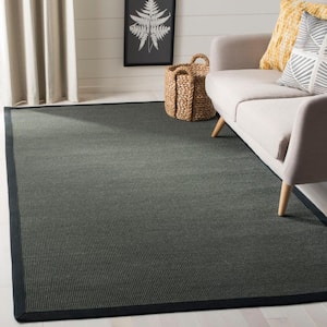 Natural Fiber Anthracite/Black 4 ft. x 6 ft. Border Area Rug