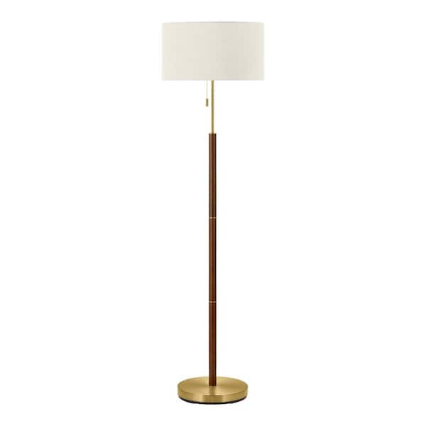 Truman 58 in. Walnut and Brass Floor Lamp