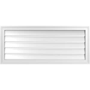 42 in. x 18 in. Vertical Surface Mount PVC Gable Vent: Functional with Brickmould Frame