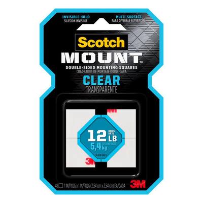 Scotch-Mount 1 in. x 1 in. Clear Double-Sided Mounting Squares (Case of 24)