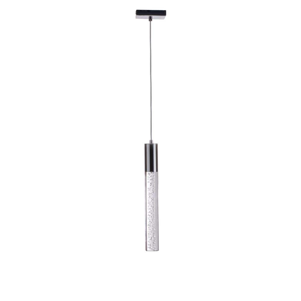 Chrome and Crystal Sparkling Night Cylinder Pendant Light