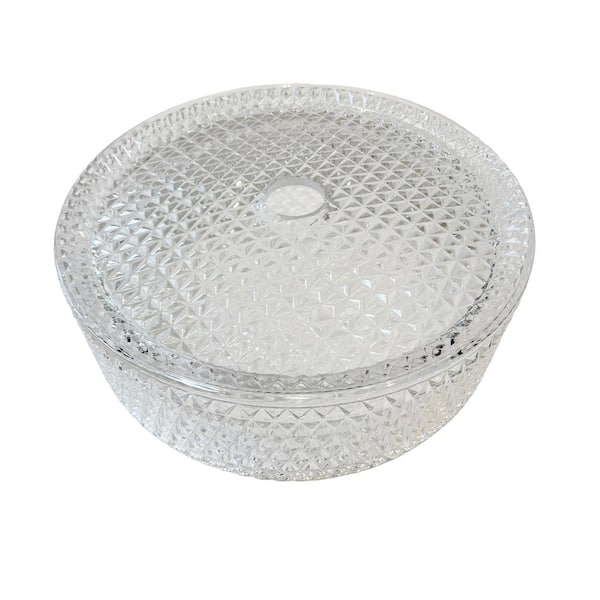 Flynama Crystalline Clear Crystal Round Glass Bathroom Vessel Sink Crystalline Die Cast Basin with Salver