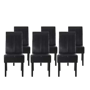 Braydon Midnight Black Faux Leather T-Stitch Dining Chair (Set of 6)