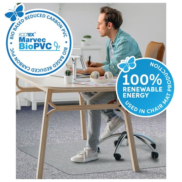 Ecotex BioPVC Clear 35 in. x 47 in. PVC Eco Friendly Carbon Neutral Rectangular Indoor Chair Mat for Carpet