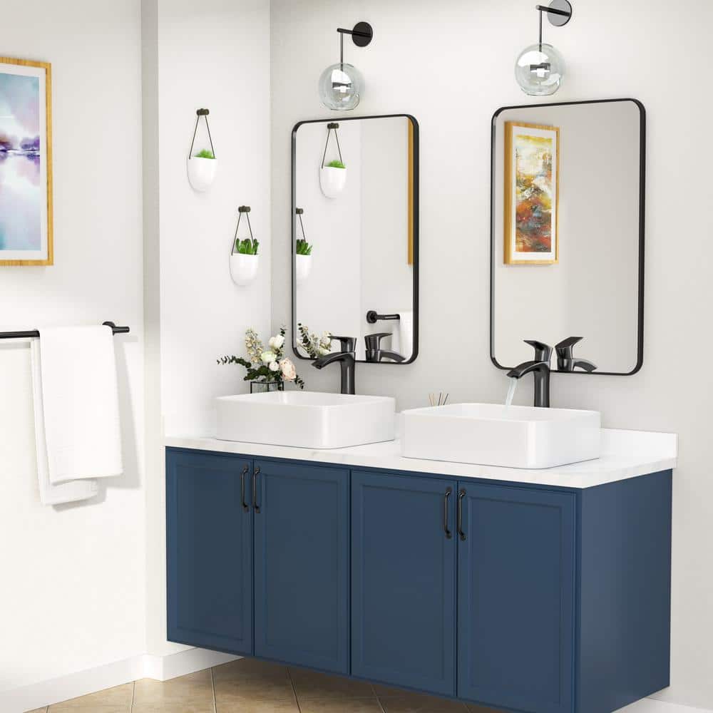 19'' White Ceramic Rectangular Vessel Sink with Matte Black Faucet