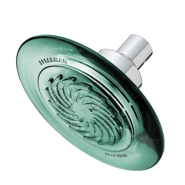 1-Spray 5.5 in. Single Wall Mount Low Flow Fixed Shower Head in Jade Green