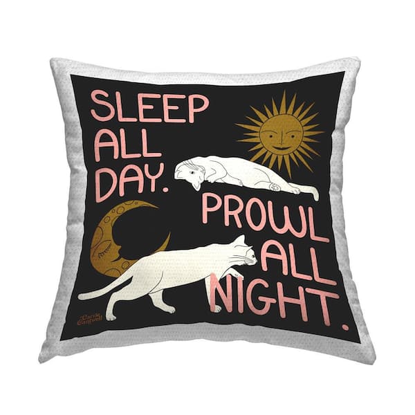 Stupell Industries Sleep & Prowl Cats Outdoor Printed Throw Pillow by Carrie Cantwell