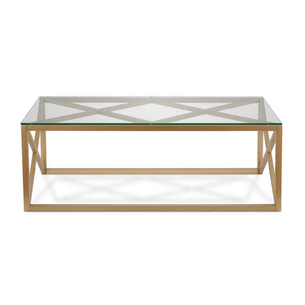 Meyer&Cross Dixon 46 in. Brass Large Rectangle Glass Coffee Table