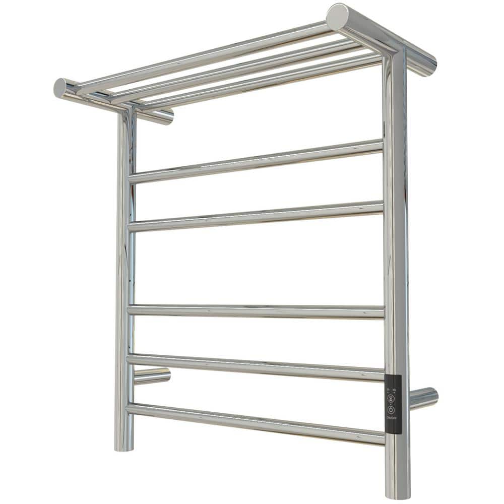Cosway 145W Electric Towel Warmer Wall Mounted Heated Drying Rack 8 Square Bars, Silver