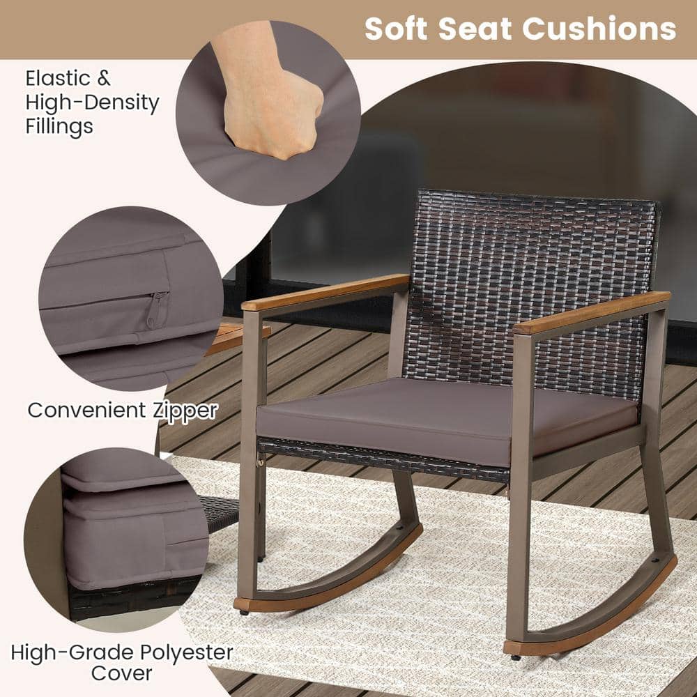 Close-up of the grey seat cushion showing its filling, zipper, and fabric.