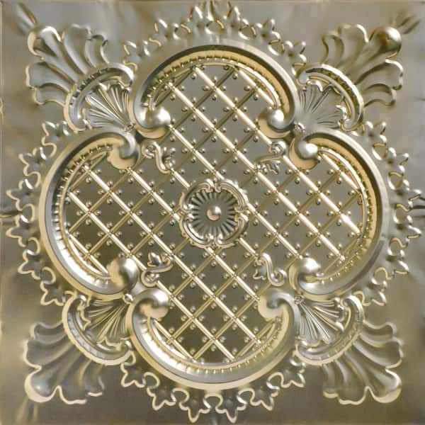 FROM PLAIN TO BEAUTIFUL IN HOURS Majestic Gold Nugget 2 ft. x 2 ft. Decorative Lay-in Tin Ceiling Tile (24 sq. ft./case)