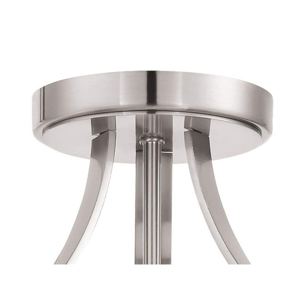 Transitional Brushed Nickel 3-Light Semi-Flush Mount with White Linen Shade