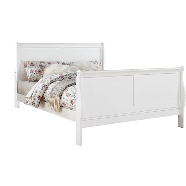 Acme Furniture Louis Philippe III 62 in. W White Queen Non-Upholstered Wood Frame