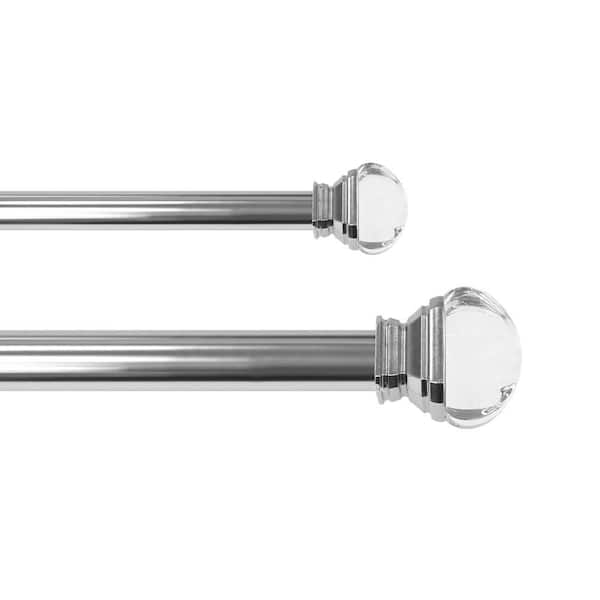 36 in.-72 in. Telescoping 1 in. Double Curtin Rod Kit in Brushed Nickel with Crystal Square Finials