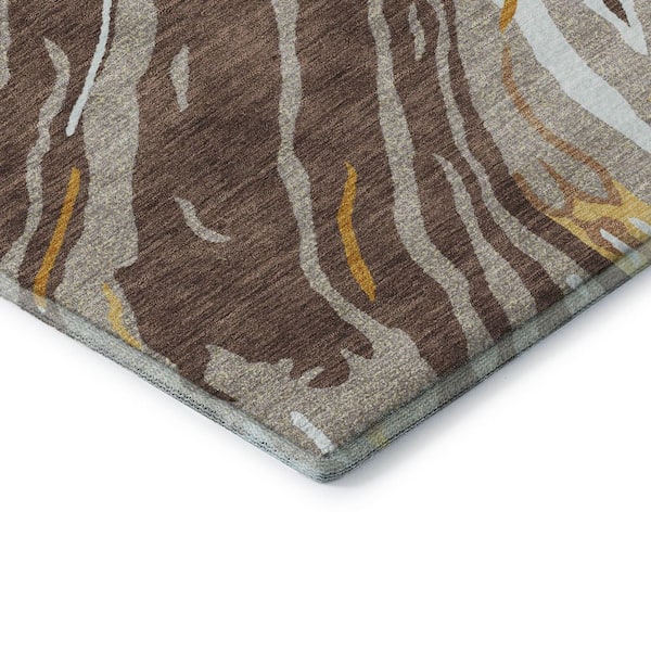 Mayfield Premium Machine Washable Abstract AMF1037 Brown 9 ft. x 12 ft. Area Rug