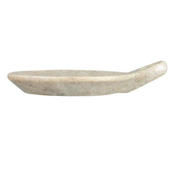 Hand-Carved Beige Marble Dish with Handle, 7.5 Inches