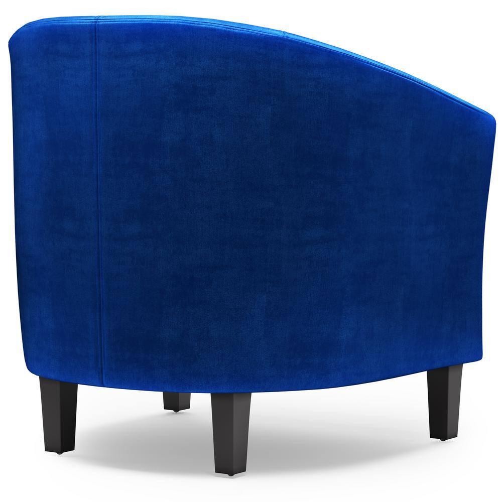 Austin Blue Velvet Barrel Accent Chair with Wood Legs