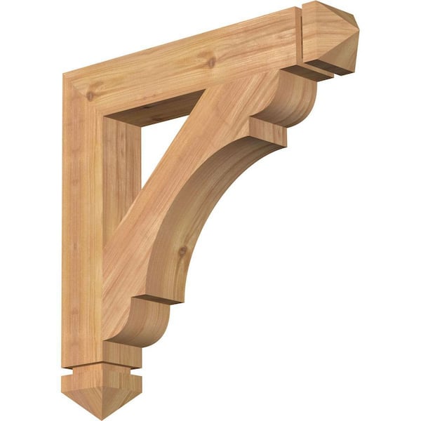 Ekena Millwork 3.5 in. x 22 in. x 22 in. Western Red Cedar Olympic Arts and Crafts Smooth Bracket