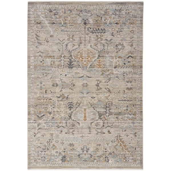 Nourison Nyle Ivory Taupe 5 ft. x 8 ft. All-Over Design Transitional Area Rug