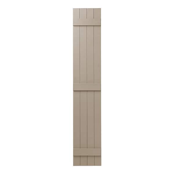 Ply Gem 15 in. x 75 in. Polypropylene 4-Board Closed Board and Batten Shutters Pair in Pebblestone Clay