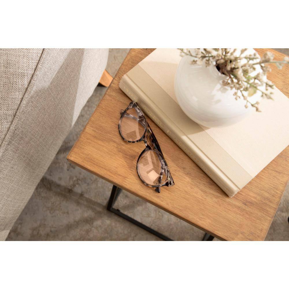 Rustic Brown Wood and Metal X-Base Accent Table