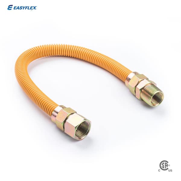 Gas Connector, 1/2 x 3/8 x 3/8 Male/Female/Male x 24-In. - True Value  Hardware