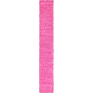 Solid Shag Taffy Pink 16 ft. Runner Rug
